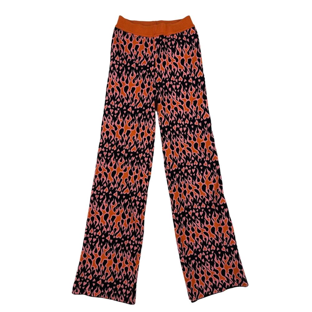 Emma Mulholland on Holiday - Knit Flame Pants in Orange Black & Pink
